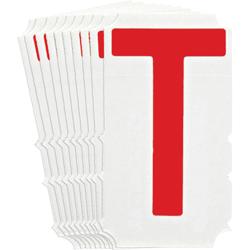 Quick-Align® Individual Gothic Number & Letter Labels, T, 4" H, Red