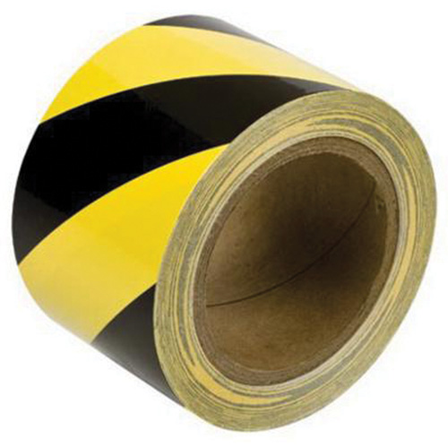Marking Tape, 3" x 60', Vinyl, Black and Yellow