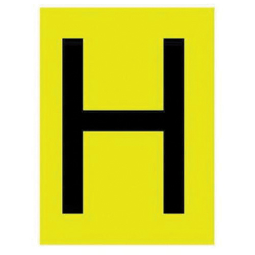 Reflective Individual Number and Letter Labels, H, 1" H, Black on Yellow
