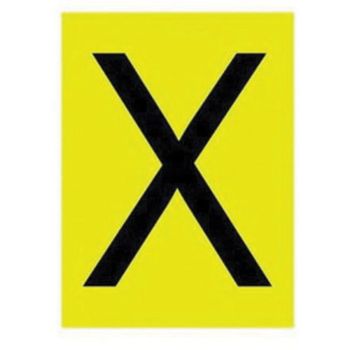 Reflective Individual Number & Letter Labels, X, 1" H, Black on Yellow