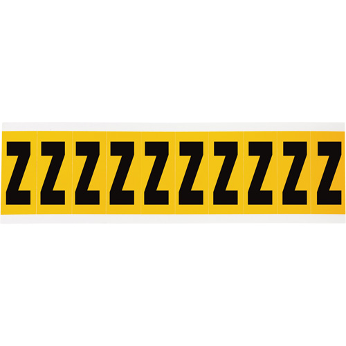 Individual Number & Letter Labels, Z, 2" H, Black on Yellow