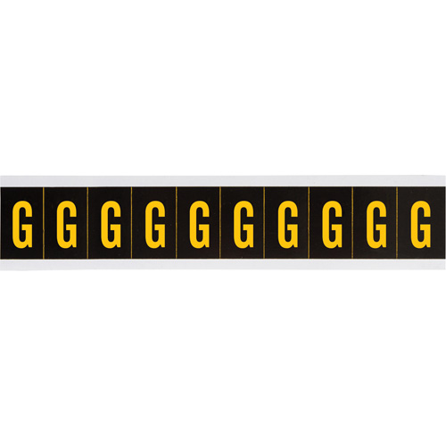 Individual Number and Letter Labels, G, 2" H, Yellow on Black