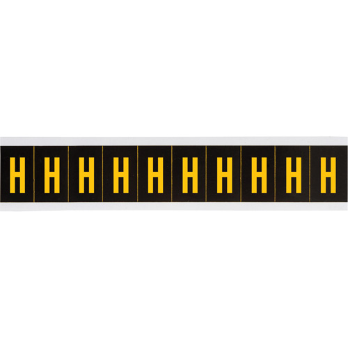 Individual Number and Letter Labels, H, 2" H, Yellow on Black