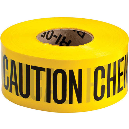 Barricade Tape, English, 3" W x 200' L, 3 mils, Black on Yellow