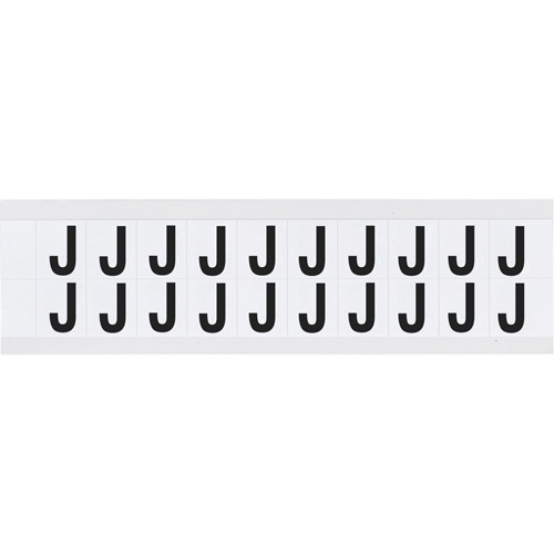 Individual Number and Letter Labels, J, 5/8" H, Black on White