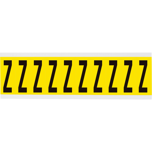 Repositionable Individual Number & Letter Labels, Z, 2" H, Black on Yellow