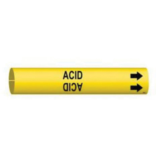 "Acid" Pipe Marker, Snap-On, 2" H x 2" W, Black on Yellow