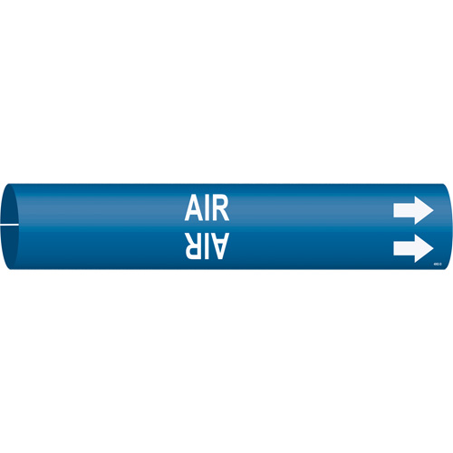 "Air" Pipe Marker, Snap-On, 2-13/16" H x 2-13/16" W, White on Blue