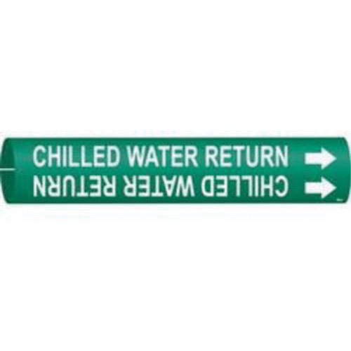 "Chilled Water Return" Pipe Marker, Snap-On, 13/16" H x 13/16" W, White on Green