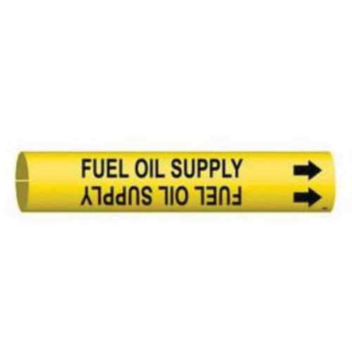 "Fuel Oil Supply" Pipe Marker, Snap-On, 13/16" H x 13/16" W, Black on Yellow
