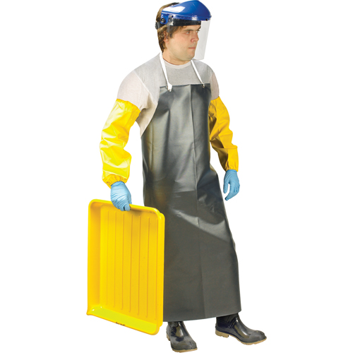 Heavy-Duty Apron, Nitrile/Polyester, 48" L x 35" W, Black - Chemical Protective Apron - SAL664