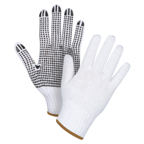 Dotted String Knit Gloves, Poly/Cotton, Single Sided, 7 Gauge, Large