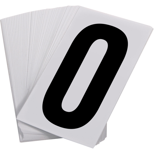 Pressure Sensitive Numbering, 0, 3-1/2" H, Black on White