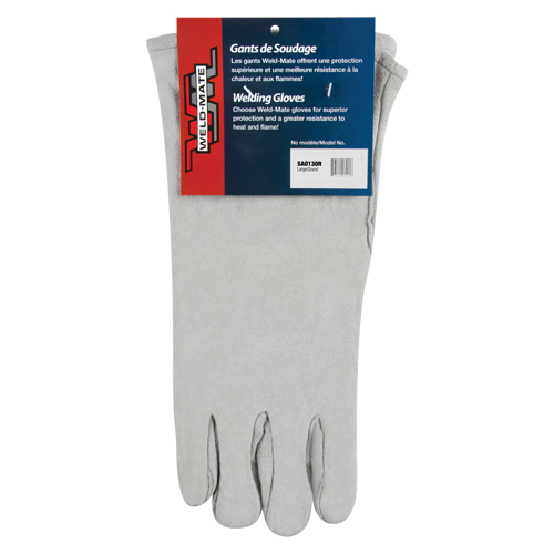 Standard-Duty Welder's Gloves, Split Cowhide, Size Large