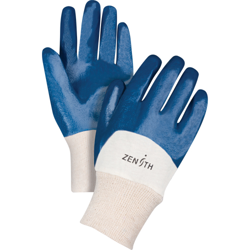 Medium-Weight Interlock Lined Gloves, 7/Small, Nitrile Coating, Cotton Shell