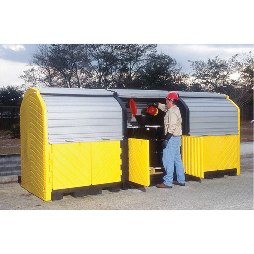 Ultra-Hard Top Plus Spill Pallets With Drain, 188" L x 62" W x 79" H, 27000 lbs. Load Capacity