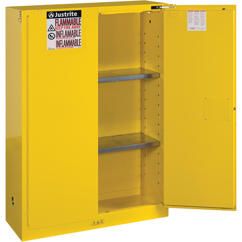 Sure-Grip® Ex Flammable Storage Cabinets, 45 gal., 2 Door, 43" W x 65" H x 18" D - Flammable Safety Cabinet - SAQ023