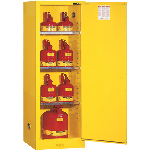 Sure-Grip® EX Slimline Flammable Safety Cabinet, 22 gal., 1 Door, 23.25" W x 65" H x 18" D - Flammable Safety Cabinet - SAQ032