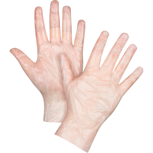 Disposable Gloves, Large, Polyethylene, 1-mil, Powder-Free, Clear
