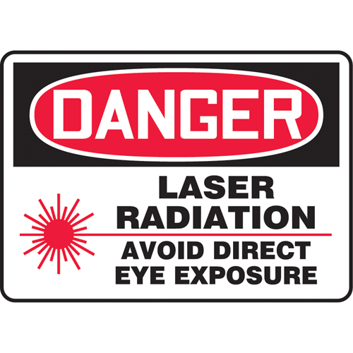 "Laser Operating" Sign, 7" x 10", Vinyl, English with Pictogram