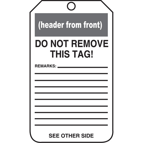Safety Tags, Plastic, 3-3/8" W x 5-7/8" H, English - Safety Tag - SAU639