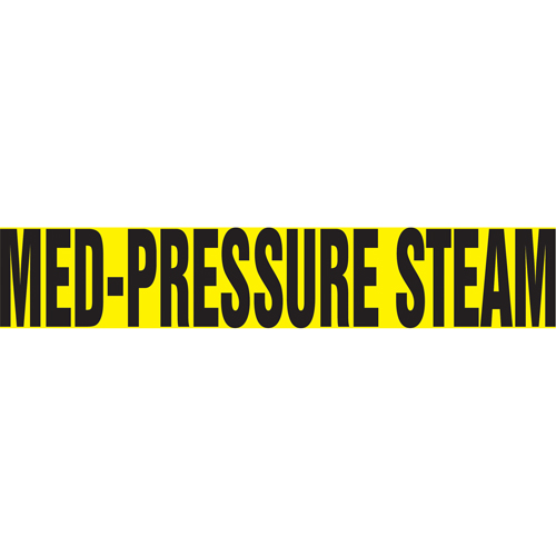 Snap Titeâ„¢ "Med-Presure Steam" Pipe Marker, Snap-On, 6" H x 8" W, Black on Yellow