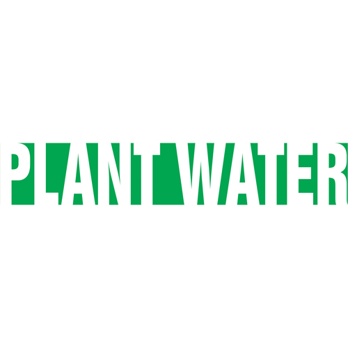 Snap Titeâ„¢ "Plant Water" Pipe Marker, Snap-On, 6" H x 8" W, White on Green
