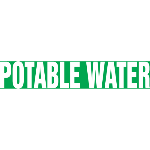 Snap Titeâ„¢ "Potable Water" Pipe Marker, Snap-On, 6" H x 8" W, White on Green