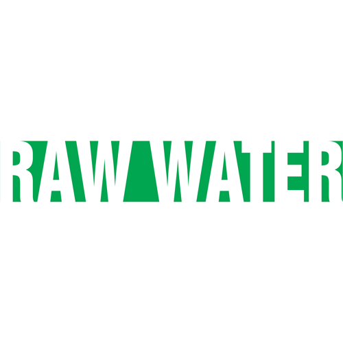 Snap Tite™ "Raw Water" Pipe Marker, Snap-On, 6" H x 8" W, White on Green