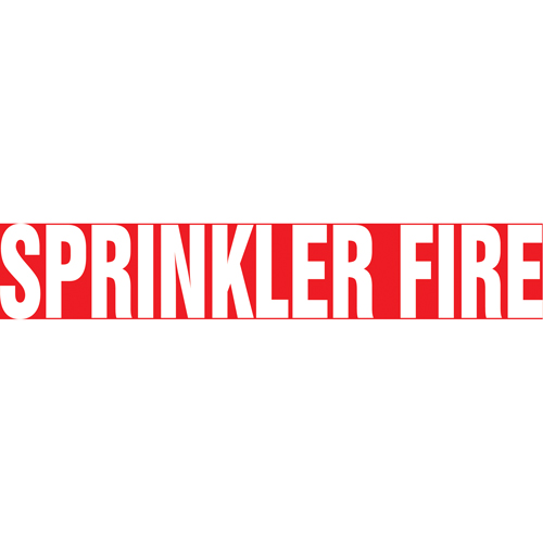 Snap Tite™ "Sprinkler Fire" Pipe Marker, Snap-On, 6" H x 8" W, White on Red