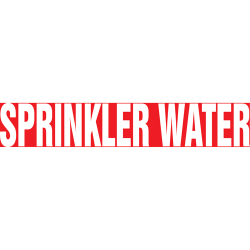 Snap Tite™ "Sprinkler Water" Pipe Marker, Snap-On, 6" H x 8" W, White on Red