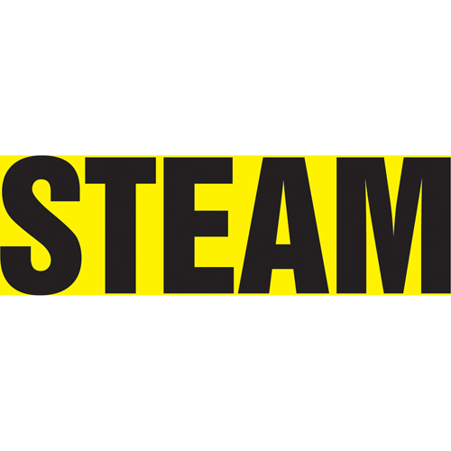 Snap Tite™ "Steam" Pipe Marker, Snap-On, 6" H x 8" W, Black on Yellow