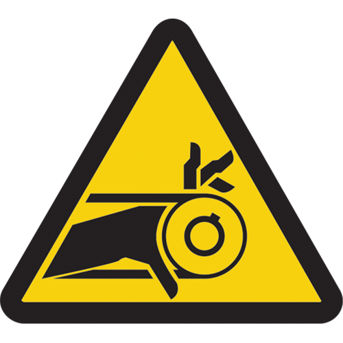 Belt Drive Entrapment Hazard ISO Warning Safety Labels, 2" x 2", Vinyl, Pictogram