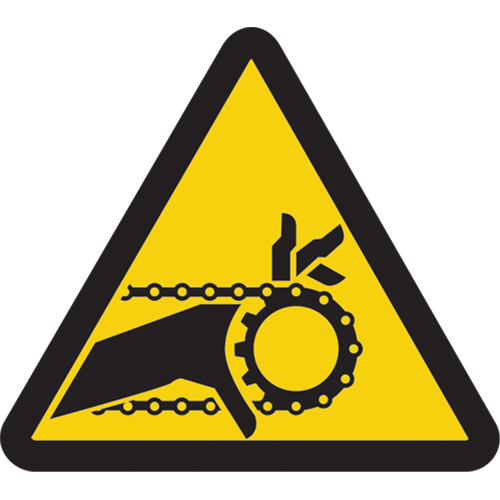 Chain Drive Entrapment Hazard ISO Warning Safety Labels, 2" x 2", Vinyl, Pictogram