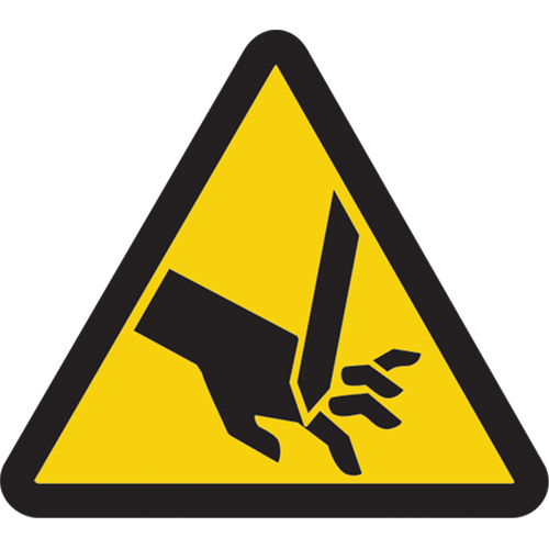 Cut or Sever Hazard ISO Warning Safety Labels, 2" x 2", Vinyl, Pictogram