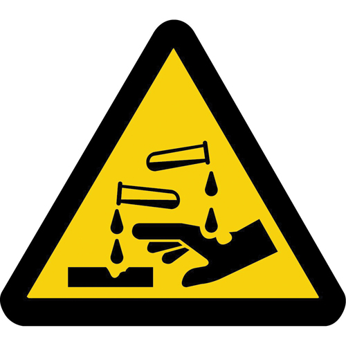 Corrosive Materials ISO Warning Safety Labels, 2" x 2", Vinyl, Pictogram