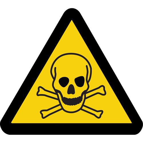 Toxic Material ISO Warning Safety Labels, 2" x 2", Vinyl, Pictogram