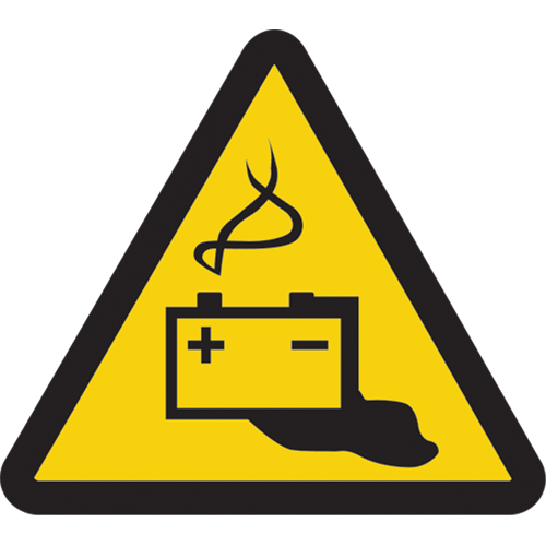 Battery Hazard ISO Warning Safety Labels, 2" x 2", Vinyl, Pictogram