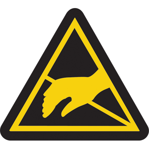 Static Sensitive Hazard ISO Warning Safety Labels, 2" x 2", Vinyl, Pictogram