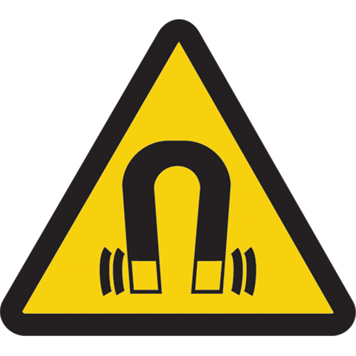 Magnetic Field ISO Warning Safety Labels, 2" x 2", Vinyl, Pictogram