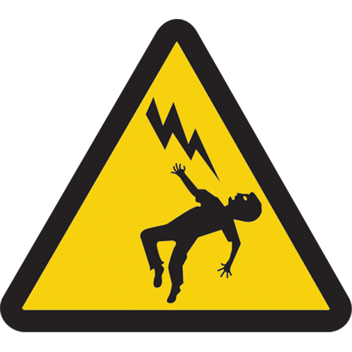 Voltage Discharge ISO Warning Safety Labels, 2" x 2", Vinyl, Pictogram