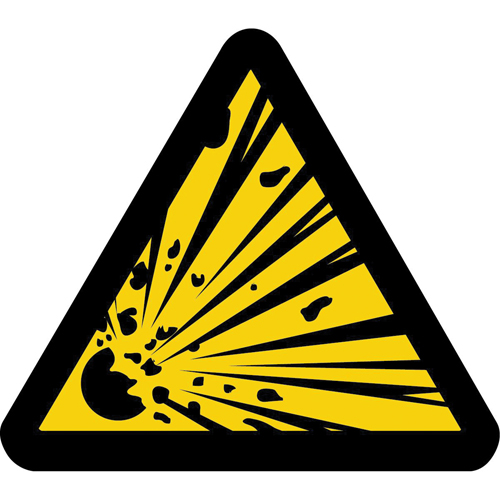 Explosive Material ISO Warning Safety Labels, 2" x 2", Vinyl, Pictogram