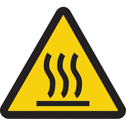 Hot Surface ISO Warning Safety Labels, 2" x 2", Vinyl, Pictogram