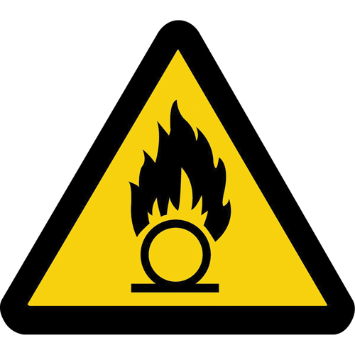 Oxidizing Substance ISO Warning Safety Labels, 2" x 2", Vinyl, Pictogram