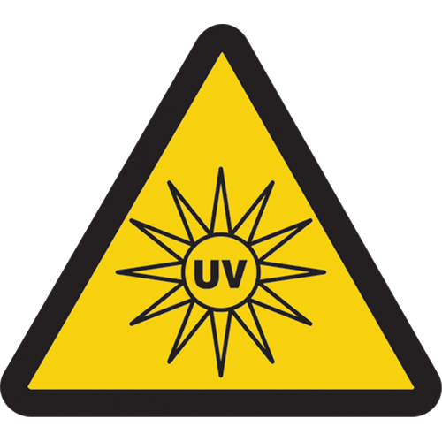 UV Light ISO Warning Safety Labels, 2" x 2", Vinyl, Pictogram