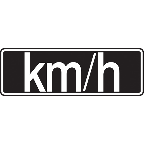 "Km/h" Sign, 8" x 24", Aluminum, English