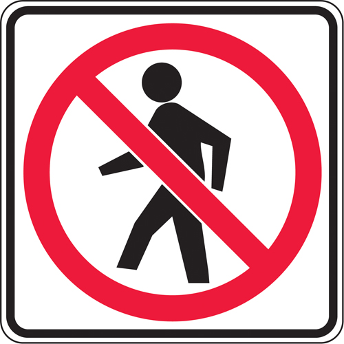No Pedestrians Traffic Sign, 24" x 24", Aluminum, Pictogram