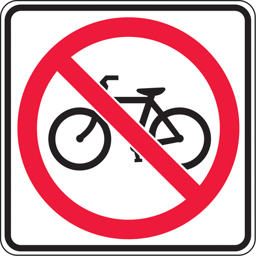 No Bicycles Traffic Sign, 24" x 24", Aluminum, Pictogram