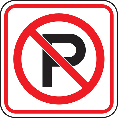 No Parking Sign, 12" x 12", Aluminum, Pictogram