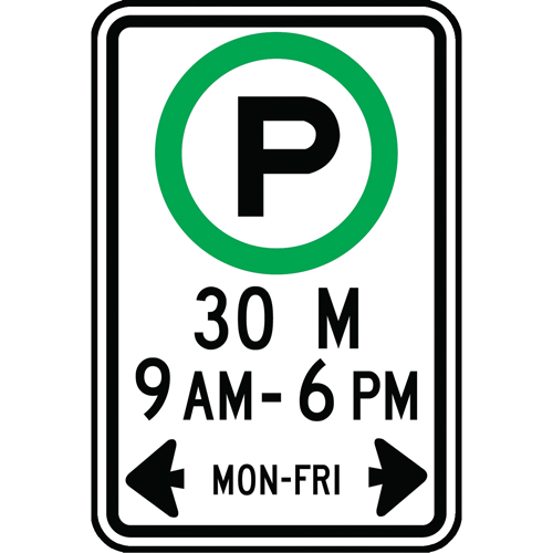 Parking Hours Sign, 18" x 12", Aluminum, English with Pictogram